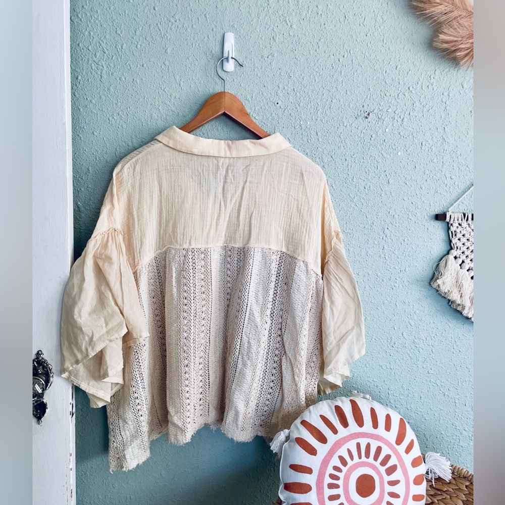 POL Cream Button-Up Lace Top - Picture 7 of 7